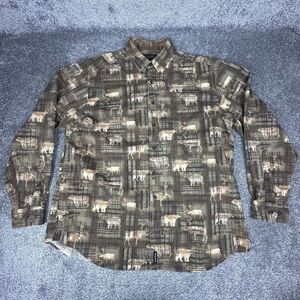 Woolrich Hunting Shirt Mens XL Animal Print Elk Bear Vintage Y2K Long Sleeve